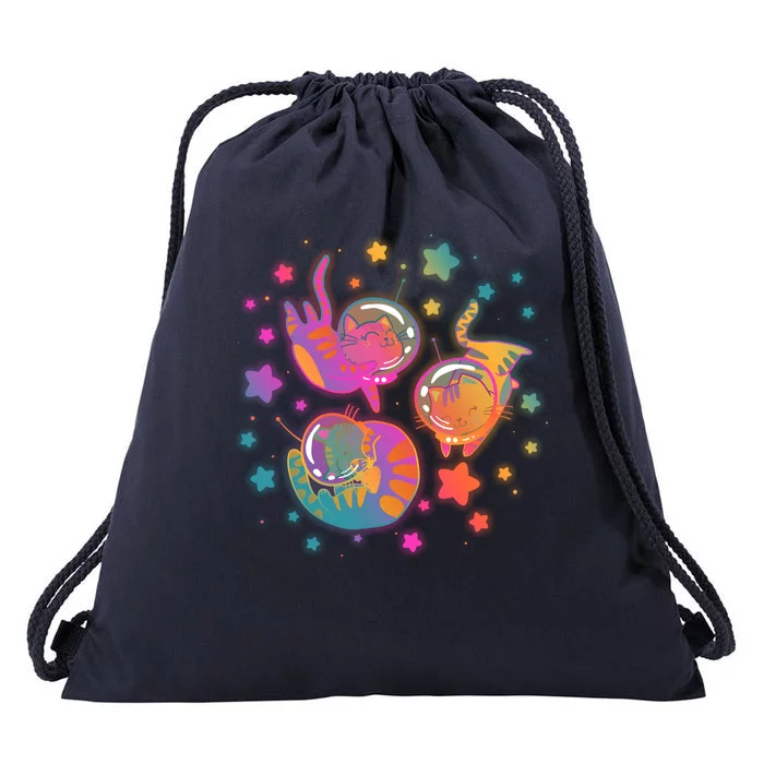 Cute Funny Astronaut Space Kitty Cats Drawstring Bag