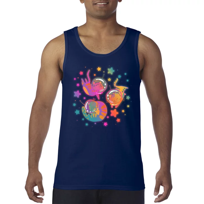 Cute Funny Astronaut Space Kitty Cats Tank Top