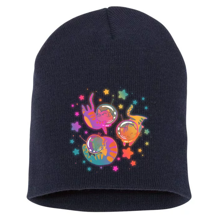 Cute Funny Astronaut Space Kitty Cats Short Acrylic Beanie