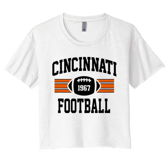 Cincinnati Football Athletic Vintage Sports Team Fan Women's Crop Top Tee