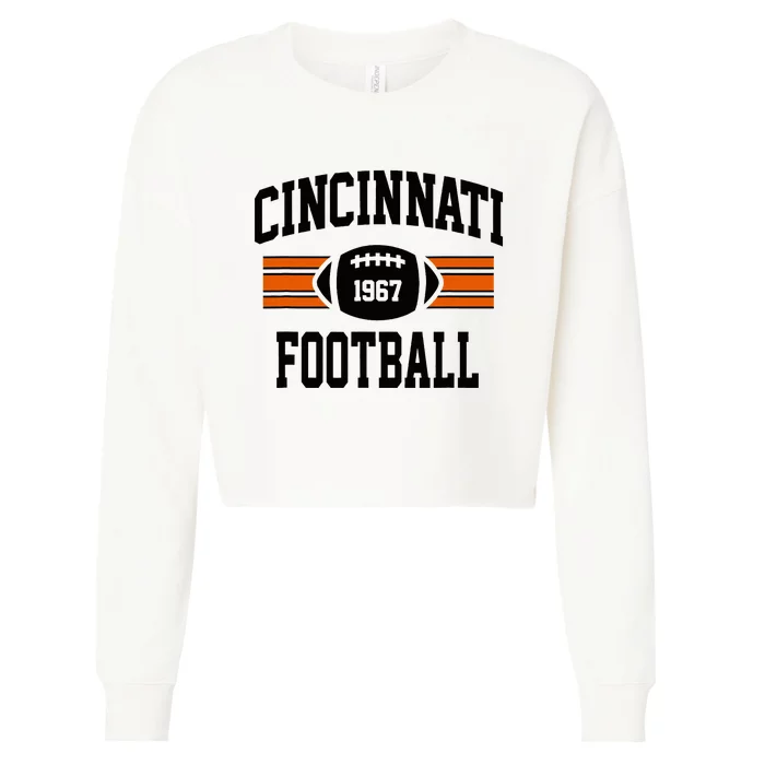 Cincinnati Football Athletic Vintage Sports Team Fan Cropped Pullover Crew