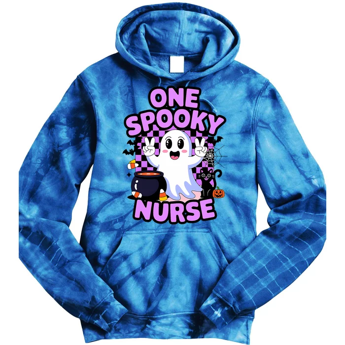 Cute Fun And Festive Halloween One Spooky Nurse Ghost Tie Dye Hoodie