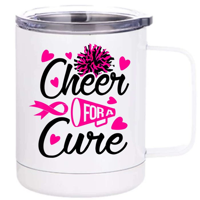 Cheer For A Cure Breast Cancer Awareness Front & Back 12oz Stainless Steel Tumbler Cup