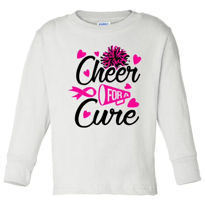 Cheer For A Cure Breast Cancer Awareness Toddler Long Sleeve Shirt