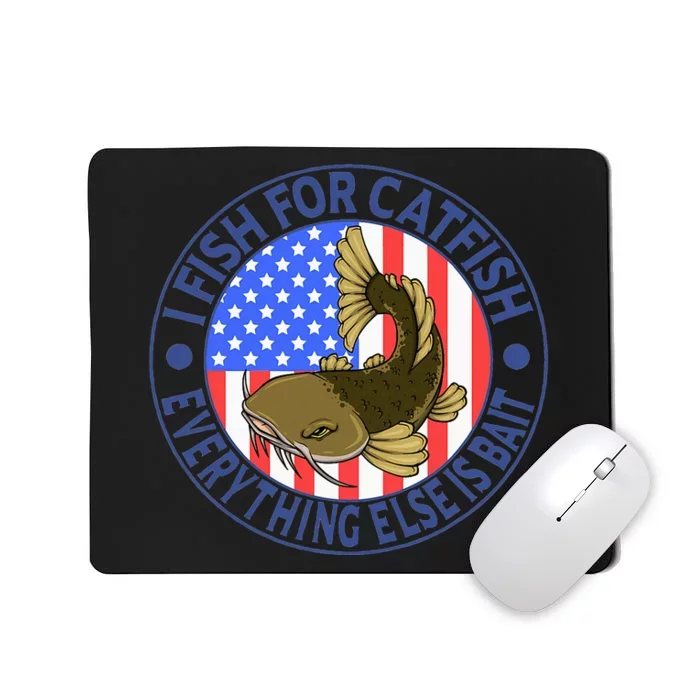 Catfish Fisherman American Flag Catfishing Flathead Mousepad