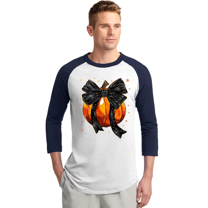 Cute Fall Autumn Halloween Pumpkin Baseball Sleeve Shirt