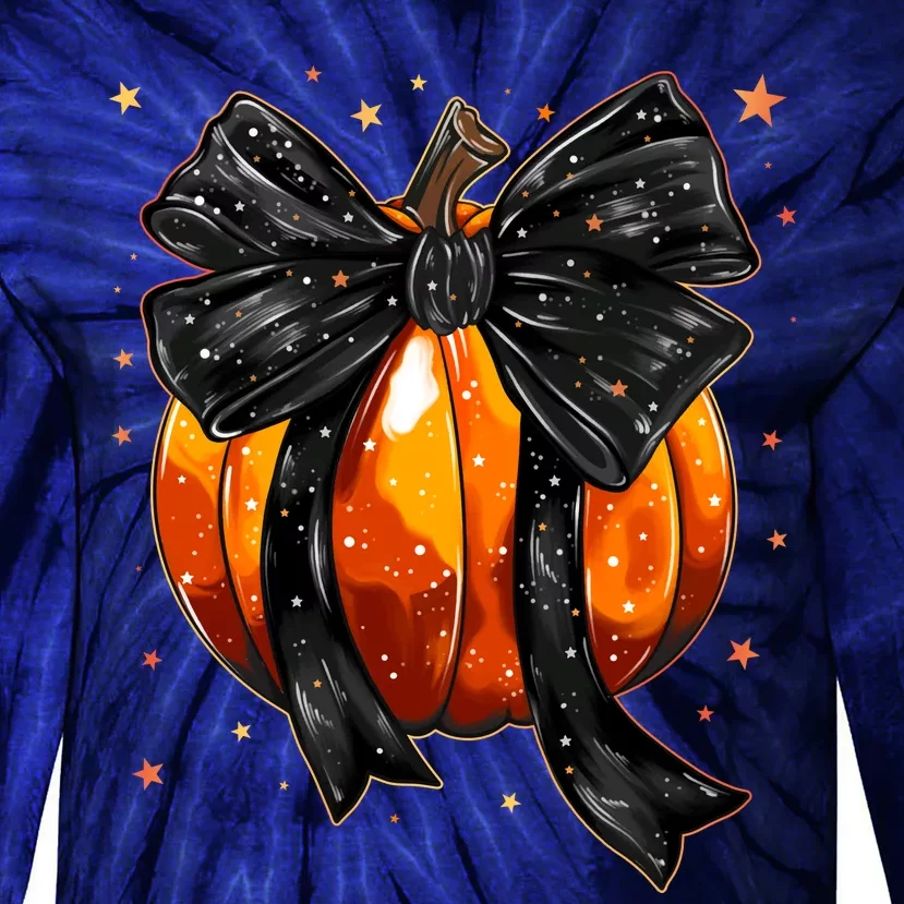 Cute Fall Autumn Halloween Pumpkin Tie-Dye Long Sleeve Shirt