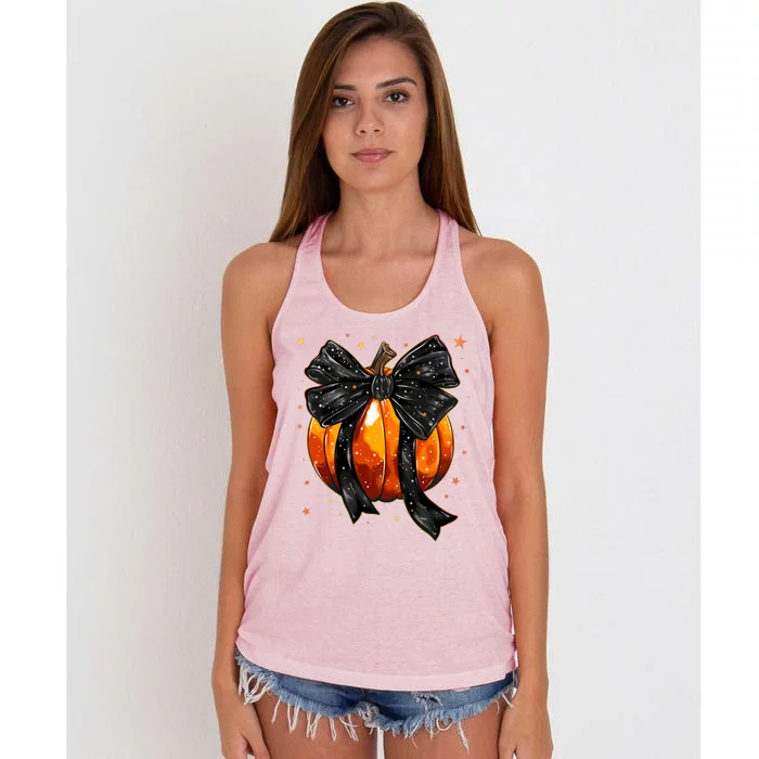 Cute Fall Autumn Halloween Pumpkin Women's Knotted Racerback Tank