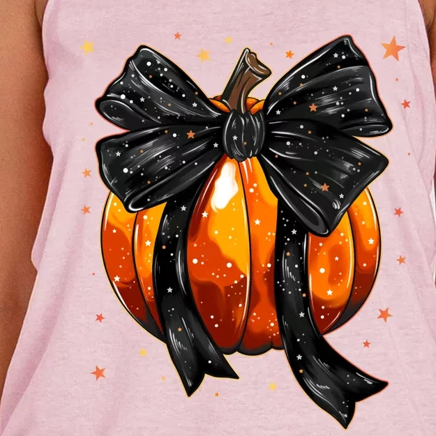 Cute Fall Autumn Halloween Pumpkin Women's Knotted Racerback Tank