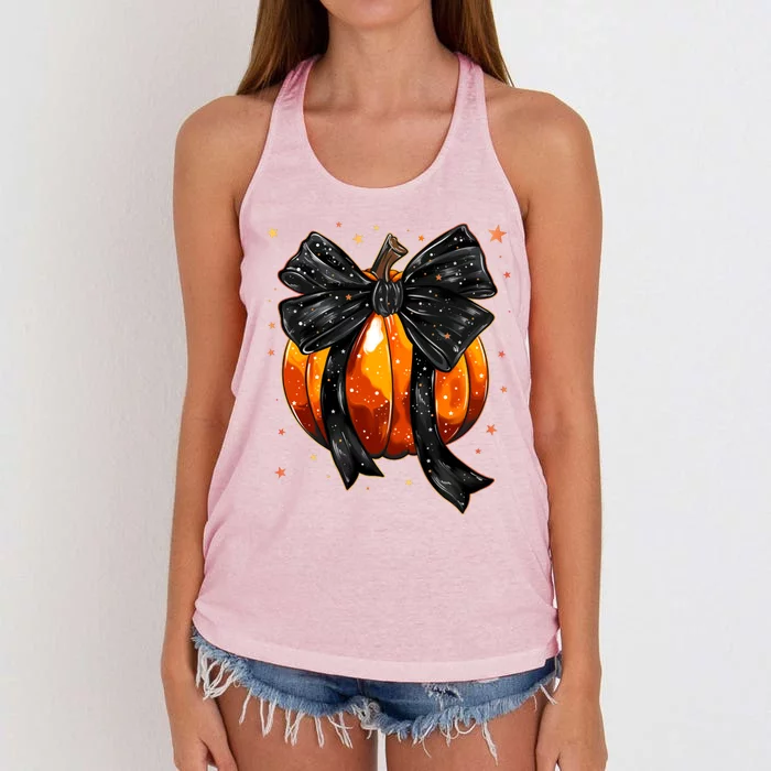 Cute Fall Autumn Halloween Pumpkin Women's Knotted Racerback Tank