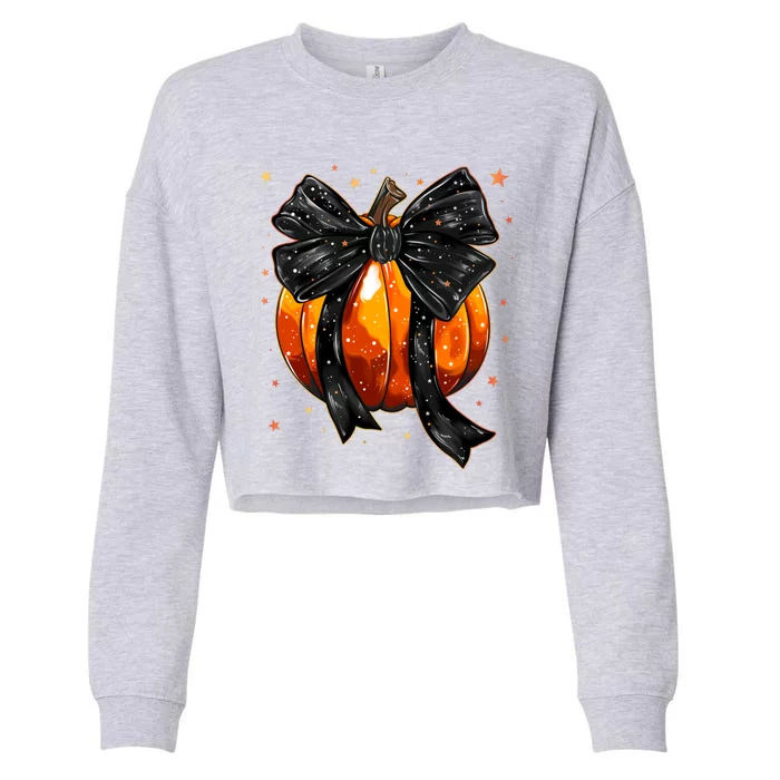 Cute Fall Autumn Halloween Pumpkin Cropped Pullover Crew