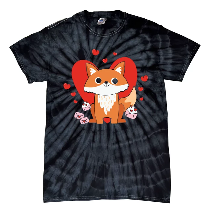 Cute Fox Animal Valentine Gift For Valentine Day Tie-Dye T-Shirt