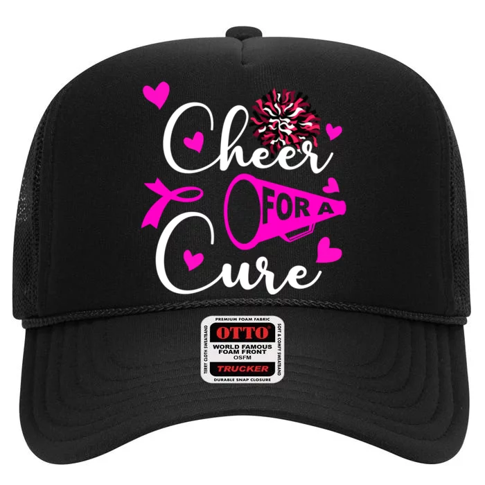 Cheer For A Cure Breast Cancer Awareness High Crown Mesh Trucker Hat