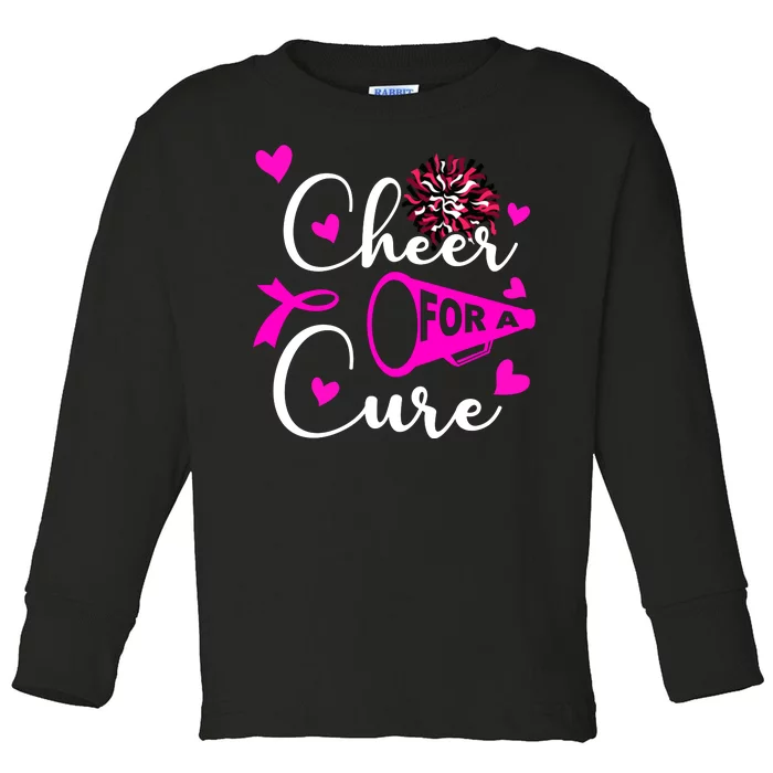 Cheer For A Cure Breast Cancer Awareness Toddler Long Sleeve Shirt