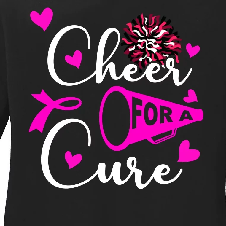 Cheer For A Cure Breast Cancer Awareness Ladies Long Sleeve Shirt