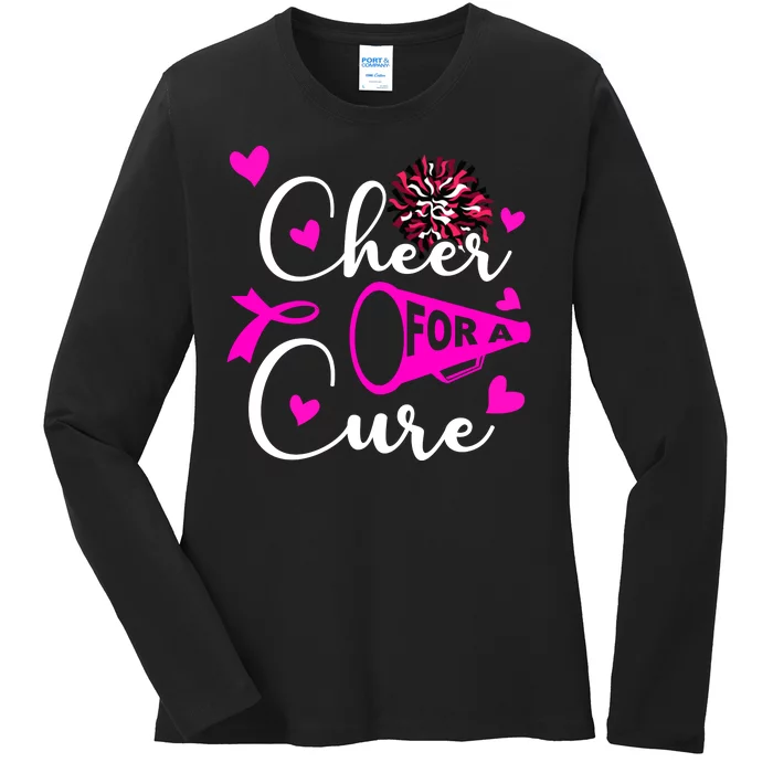 Cheer For A Cure Breast Cancer Awareness Ladies Long Sleeve Shirt