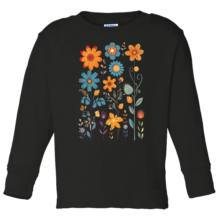 Colorful flowers Art flower herbs graphic Standard Toddler Long Sleeve Shirt