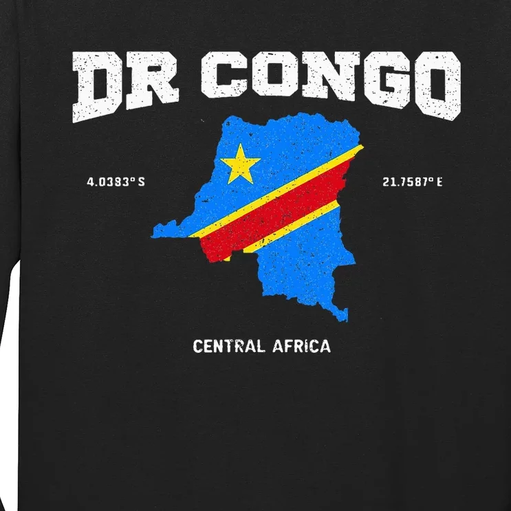 Congolese Flag And Map Dr. Congo Coordinates Long Sleeve Shirt