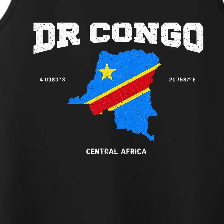 Congolese Flag And Map Dr. Congo Coordinates Performance Tank