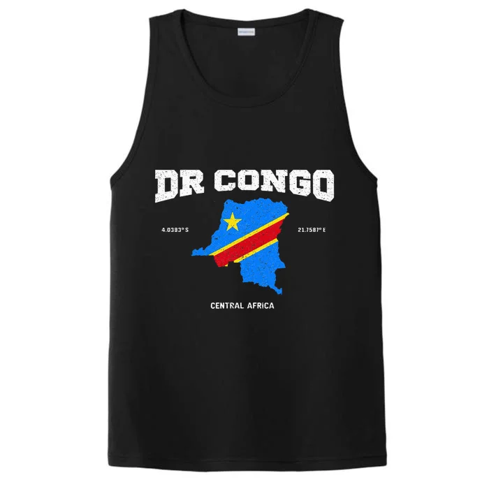 Congolese Flag And Map Dr. Congo Coordinates Performance Tank