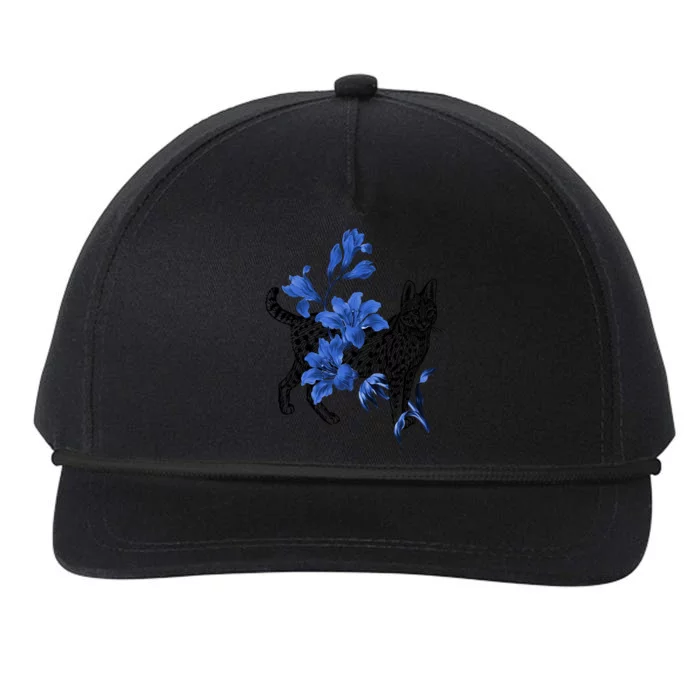 Cat Flower Art Cute Snapback Five-Panel Rope Hat