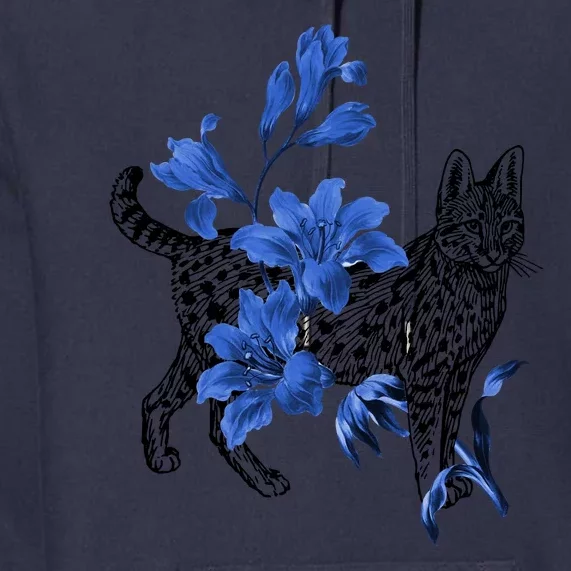 Cat Flower Art Cute Premium Hoodie