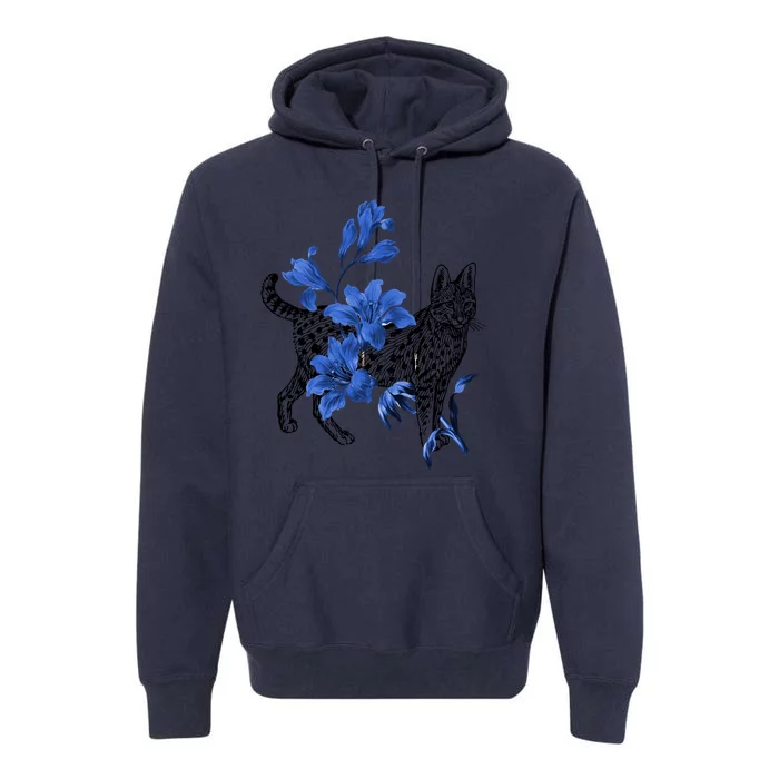 Cat Flower Art Cute Premium Hoodie