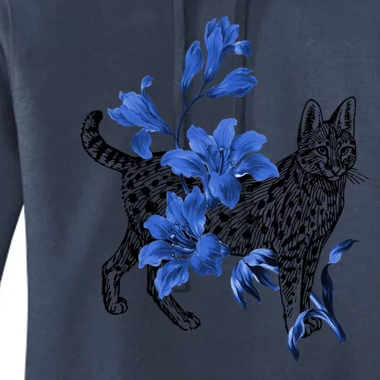 Cat Flower Art Cute Women's Pullover Hoodie