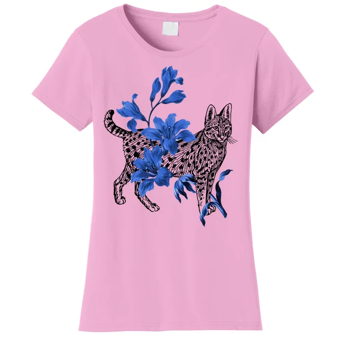 Cat Flower Art Cute Women's T-Shirt