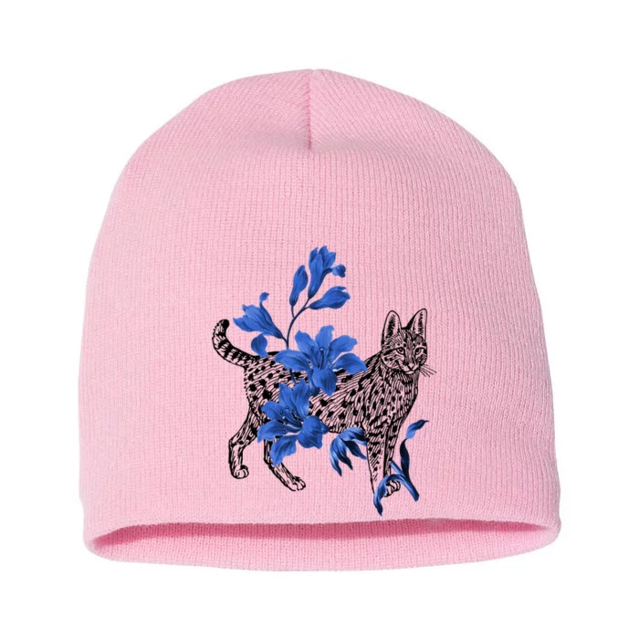 Cat Flower Art Cute Short Acrylic Beanie