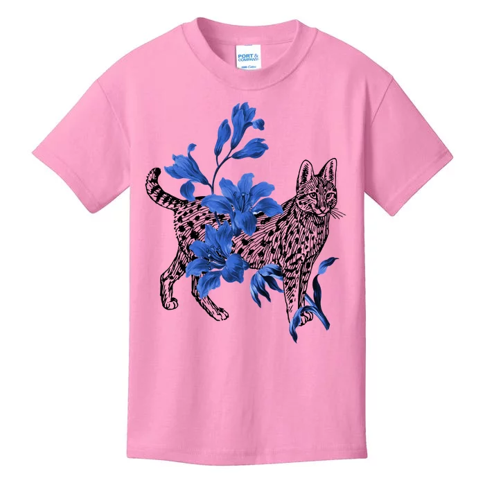 Cat Flower Art Cute Kids T-Shirt