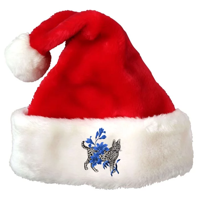 Cat Flower Art Cute Premium Christmas Santa Hat