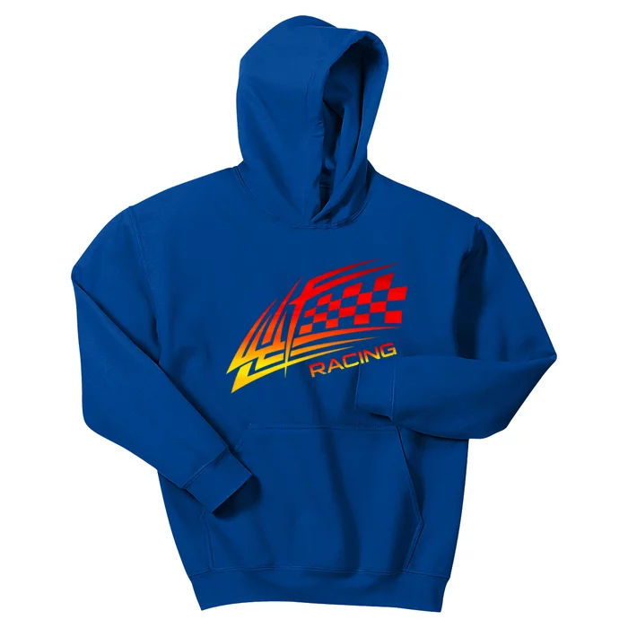 Checker Flag Auto Car Racing Checkered Racing Flag Graphic Gift Kids Hoodie