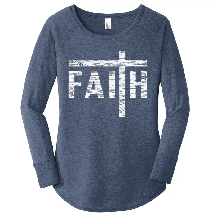 Christian Faith And Cross Jesus Believer Gift For Women's Perfect Tri Tunic Long Sleeve Shirt