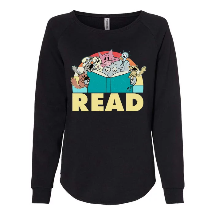 Cute Funny Animals Read Reading Book Lover Fan Womens California Wash Sweatshirt