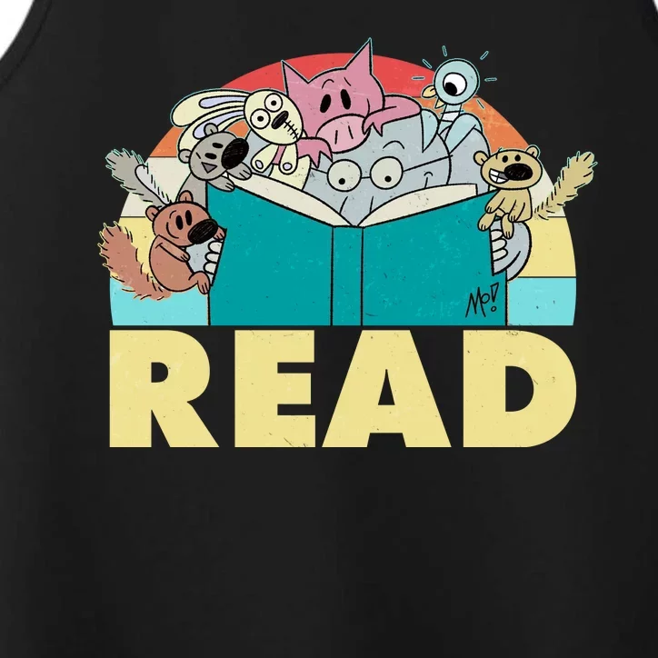 Cute Funny Animals Read Reading Book Lover Fan Performance Tank