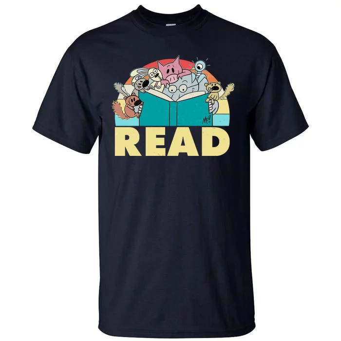 Cute Funny Animals Read Reading Book Lover Fan Tall T-Shirt