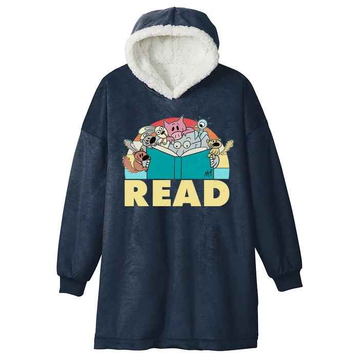 Cute Funny Animals Read Reading Book Lover Fan Hooded Wearable Blanket