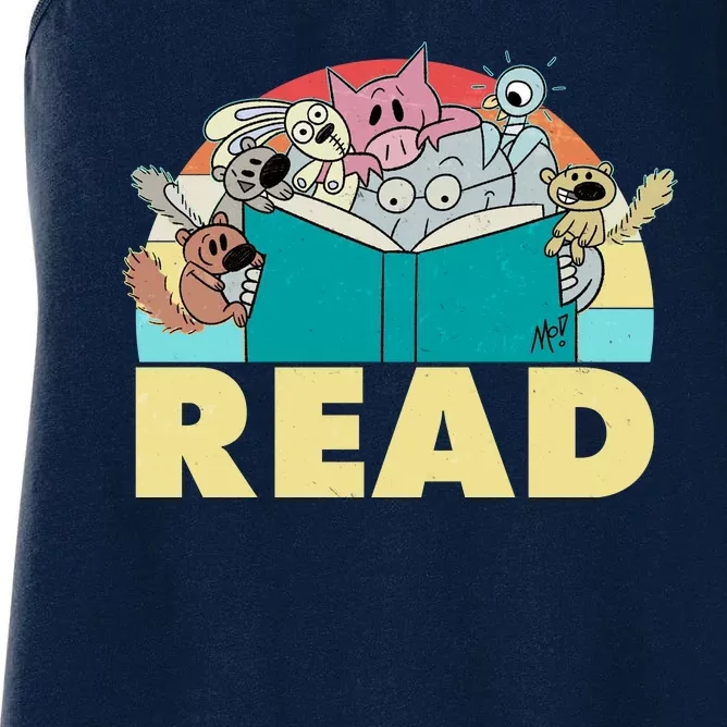 Cute Funny Animals Read Reading Book Lover Fan Women's Racerback Tank