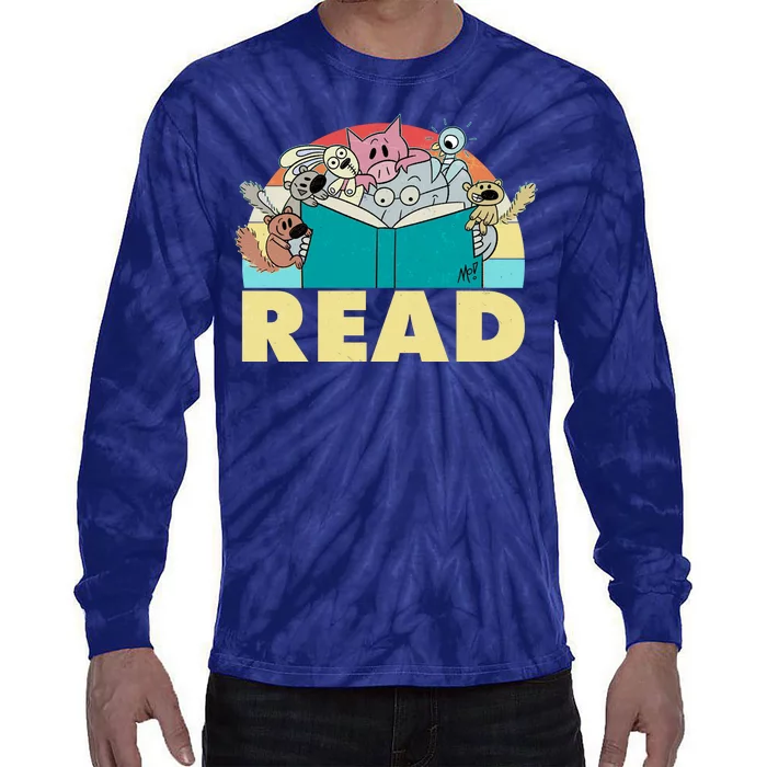 Cute Funny Animals Read Reading Book Lover Fan Tie-Dye Long Sleeve Shirt