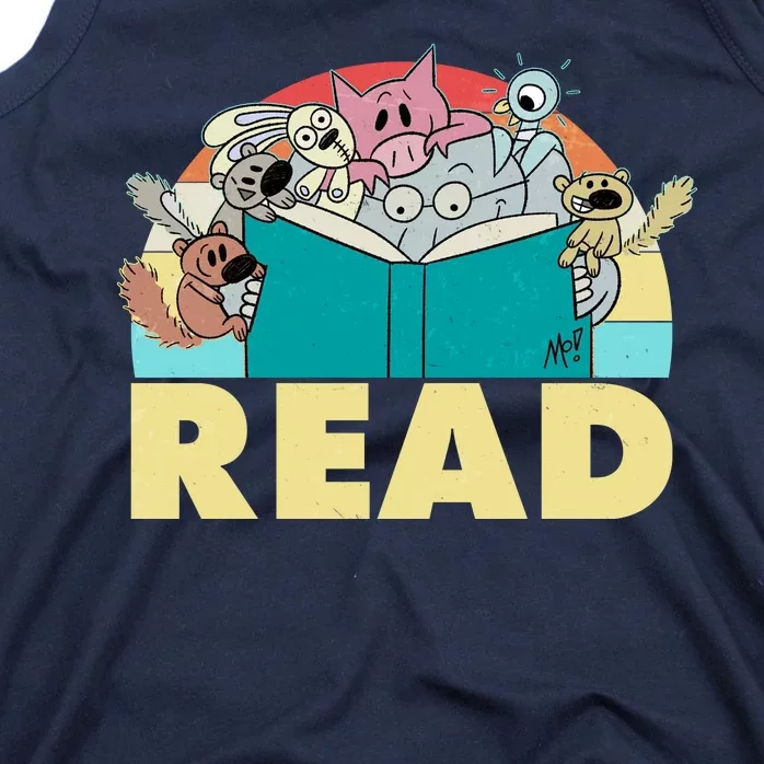 Cute Funny Animals Read Reading Book Lover Fan Tank Top