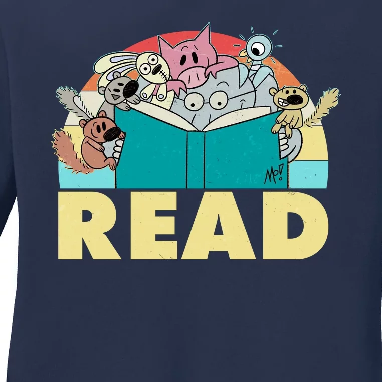 Cute Funny Animals Read Reading Book Lover Fan Ladies Long Sleeve Shirt