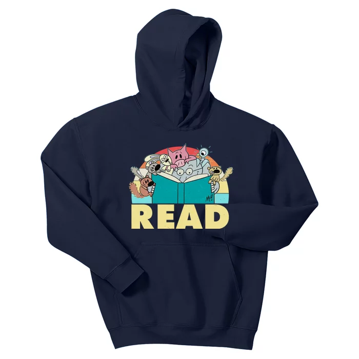 Cute Funny Animals Read Reading Book Lover Fan Kids Hoodie