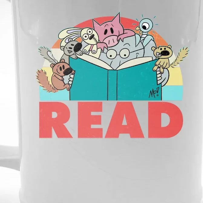 Cute Funny Animals Read Reading Book Lover Fan Front & Back Beer Stein