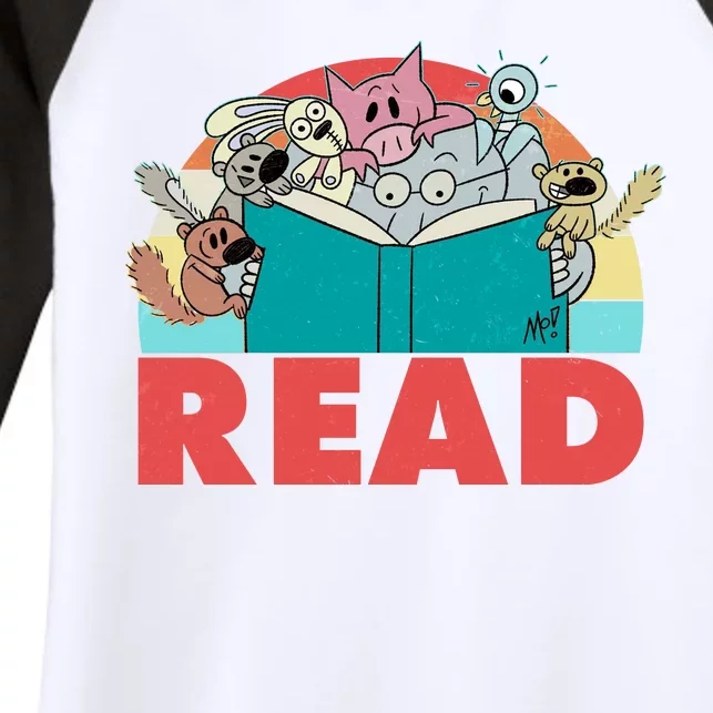 Cute Funny Animals Read Reading Book Lover Fan Women's Tri-Blend 3/4-Sleeve Raglan Shirt