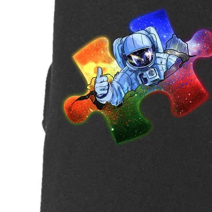 Cool Funny Autism Awareness Galaxy Puzzle Piece Astronaut Doggie 3-End Fleece Hoodie