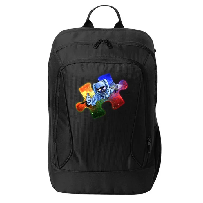 Cool Funny Autism Awareness Galaxy Puzzle Piece Astronaut City Backpack