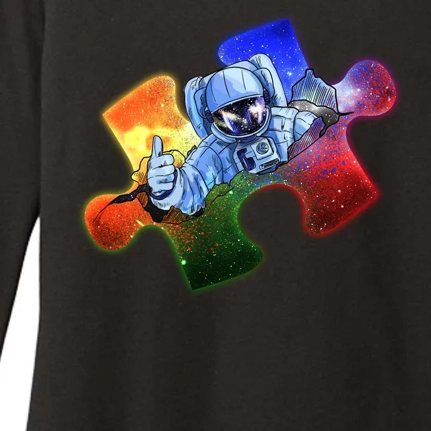 Cool Funny Autism Awareness Galaxy Puzzle Piece Astronaut Womens CVC Long Sleeve Shirt