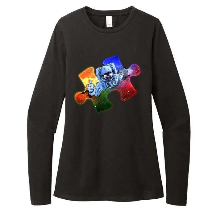 Cool Funny Autism Awareness Galaxy Puzzle Piece Astronaut Womens CVC Long Sleeve Shirt