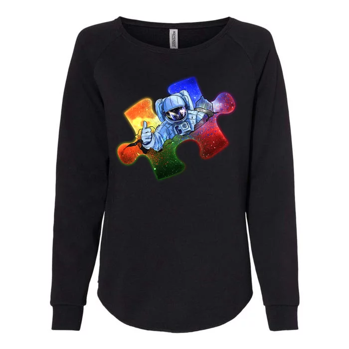 Cool Funny Autism Awareness Galaxy Puzzle Piece Astronaut Womens California Wash Sweatshirt